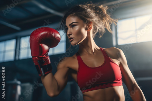 High-Impact Kickboxing: Athletic Woman in Action