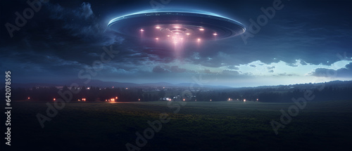 Alien Spaceship in the Sky Coming Towards the Earth, Generative AI