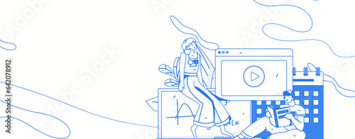 Education learning people flat vector concept hand drawn illustration