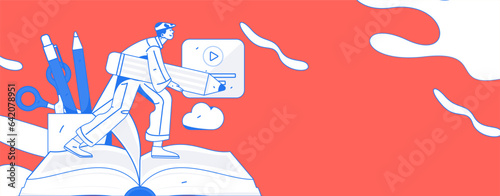 Education learning people flat vector concept hand drawn illustration