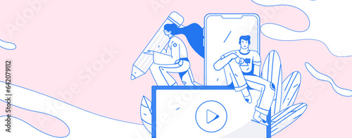 Education learning people flat vector concept hand drawn illustration