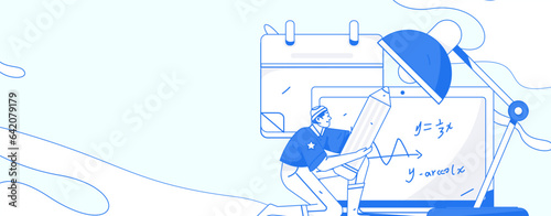 Education learning people flat vector concept hand drawn illustration