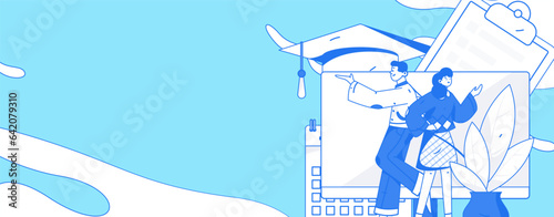 Education learning people flat vector concept hand drawn illustration