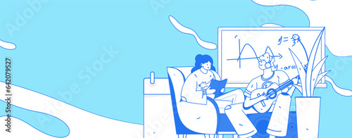 Education learning people flat vector concept hand drawn illustration