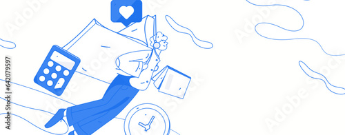 Education learning people flat vector concept hand drawn illustration