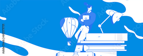 Education learning people flat vector concept hand drawn illustration