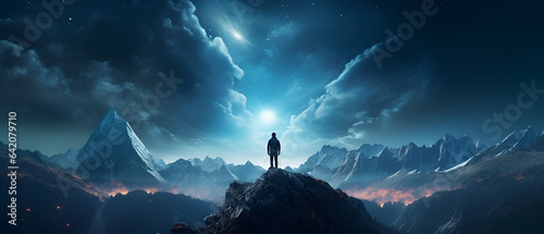 A Man Standing on a Mountain in an Alien World, Generative AI