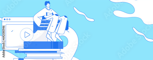 Education learning people flat vector concept hand drawn illustration