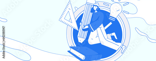 Education learning people flat vector concept hand drawn illustration