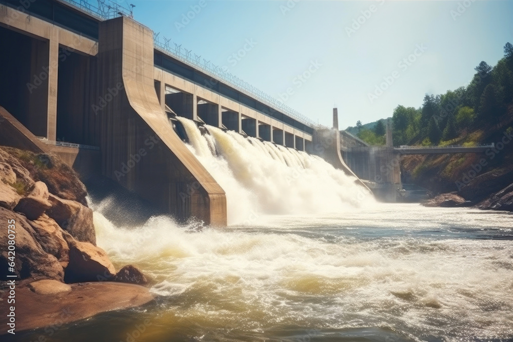 Flowing Energy: River Dam in Action