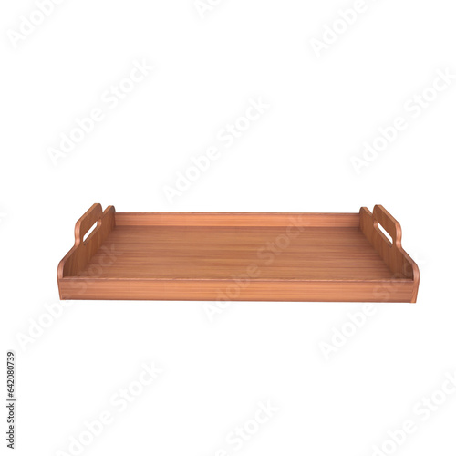 Realistic 3D Rendering of Wooden Serving Tray - Elegance and Functionality