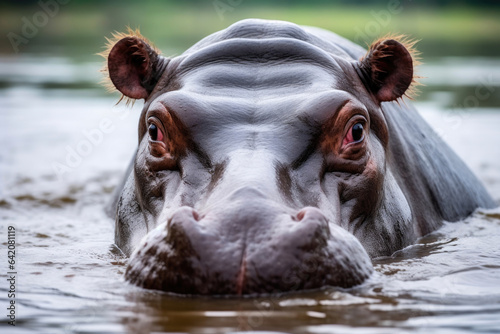 Majestic Hippo Displaying Its Enormous Jaws