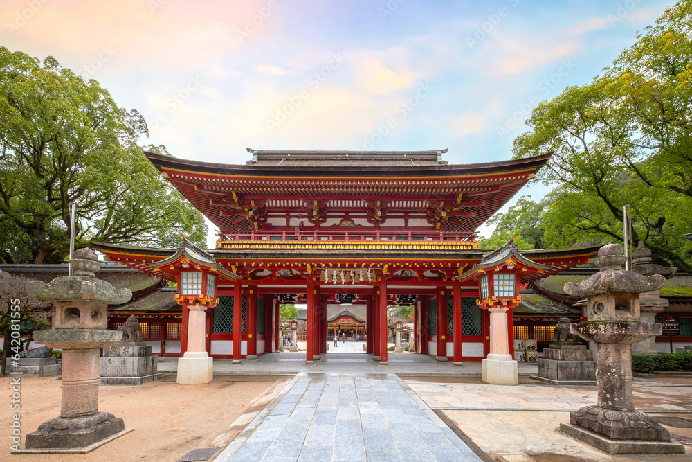 Fukuoka, Japan - Nov 30 2022: Dazaifu Tenmangu shgrine dedicated to the spirit of Sugawara Michizane, a scholar and politician of the Heian Period Fukuoka, Japan - Nov 30 2022: Dazaifu Tenmangu shgrine dedicated to the spirit of Sugawara Michizane, a scholar and politician of the Heian Period