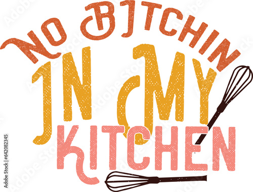Kitchen Typographic Wavy Design for Printing  on Chef s Apparel. Colorful Sublimation Vectors  Sayings  Quotes for Restaurant Banner  Sticker or Wall Printing.