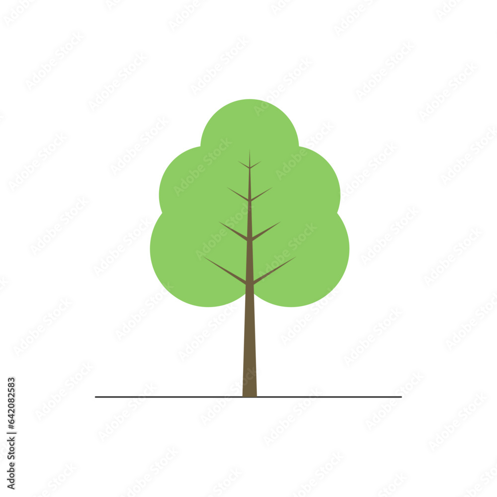 A beautiful tree standing in an urban environment with its trunk and