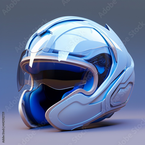 Futuristic design of helmet with visor and sensors made from composite materials
