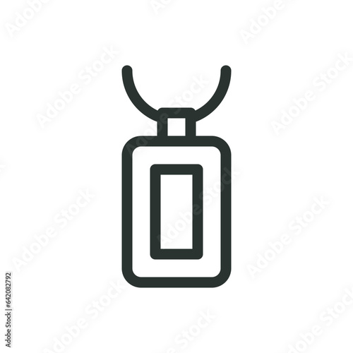 Leather keychain isolated icon, keyring with editable stroke