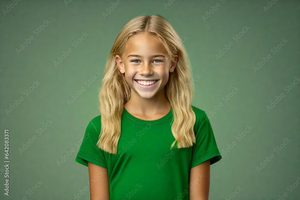 Happy child on the green background. AI generated Happy child on the green background. AI generated