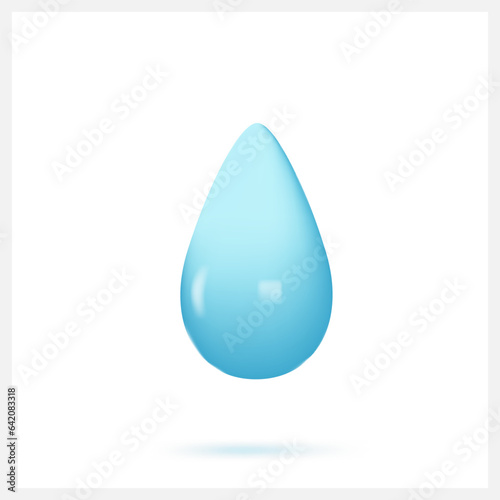 Blue water drop 3d icon design