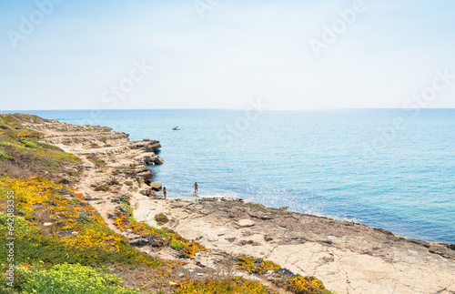 Cava D’Aliga coastline and sea in Scicli, Sicily, Italy.