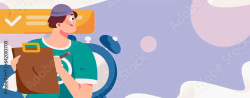 Business people working in flat vector concept operation hand drawn illustration