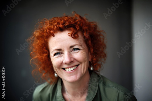 Fröhliche Frau mit roten Haaren