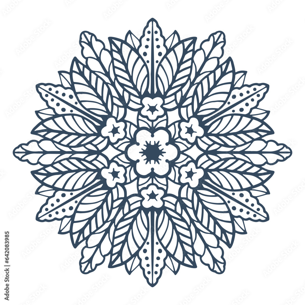 Monochrome mandala isolated on white background. Hand-drawn illustration. Vector. Monochrome mandala isolated on white background. Hand-drawn illustration. Vector.