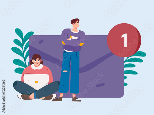 Business people working in flat vector concept operation hand drawn illustration