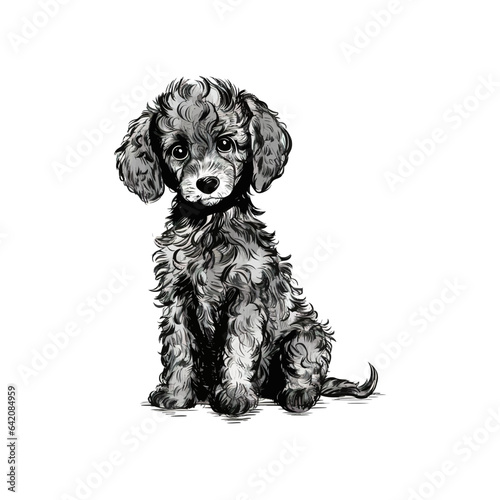 Little cute toy poodle dog handdrawn sketch. Vector illustration design.