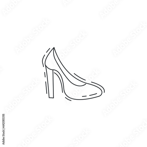 woman heel line icon. Women high heeled shoes thin line icon.