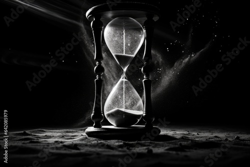 Digital illustration of hourglass, concept of time, tasks and business. Generative AI © Deivison