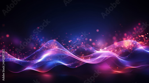 Multicolour geometric wave with particles concept. Modern abstract wallpaper background design. © AllistairBot/Peopleimages - AI