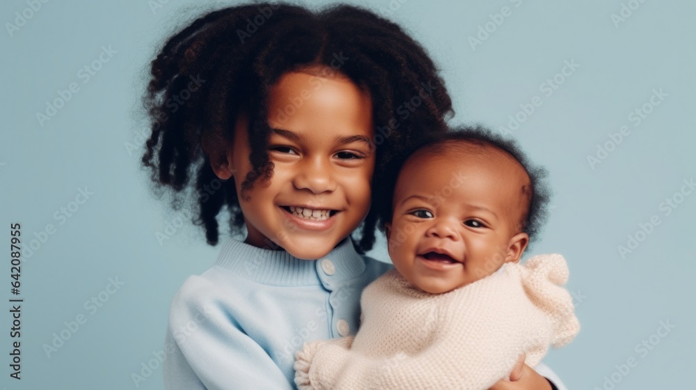 A proud big sister shares a special moment with her adorable lil sibling. Generative AI A proud big sister shares a special moment with her adorable lil sibling. Generative AI