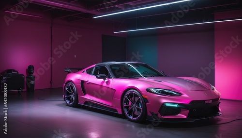 Pink modern luxury fast sports car four wheels vehicle © Jeffrey