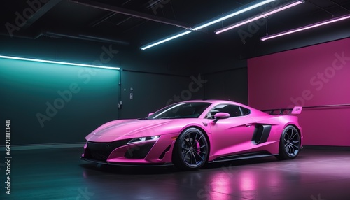 Pink modern luxury fast sports car four wheels vehicle © Jeffrey
