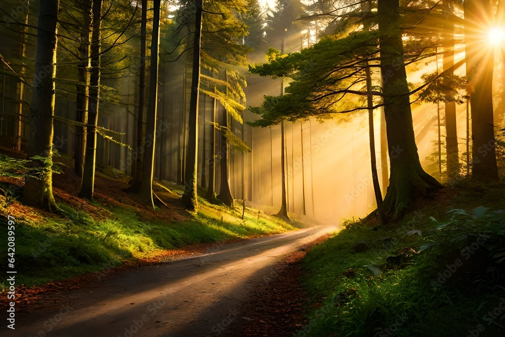 sunset in the forest sunset in the forest