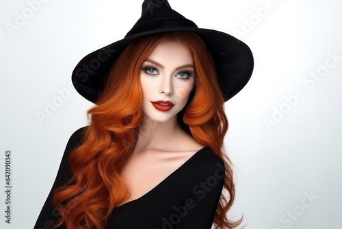 Halloween Girl witch on white background