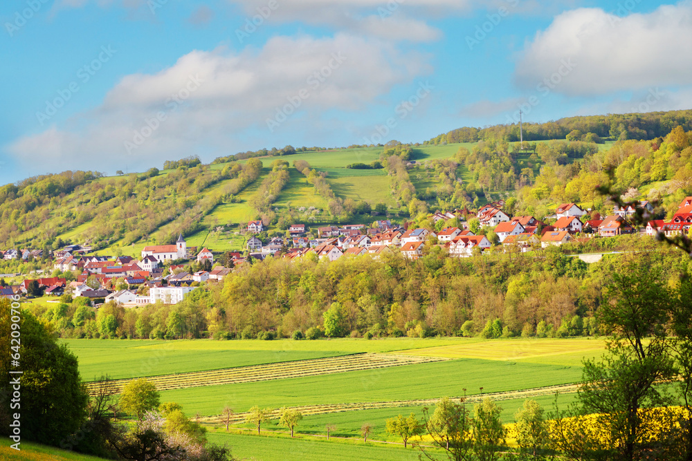 Mulfingen Community i the beautiful Landscape in Hohenlohe, Baden-Württemberg, Germany, Europe