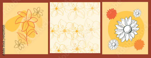 Leaf and flower pattern design Vector illustration modern design. 