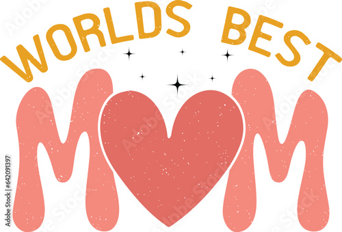 Mother's Day Mom Sublimation Design. Colorful Wavy Love Heart Typography for Mom Valentine Gift.