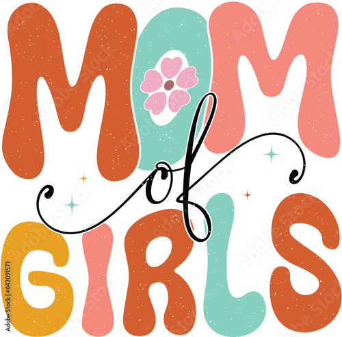 Mother's Day Mom Sublimation Design. Colorful Wavy Love Heart Typography for Mom Valentine Gift.