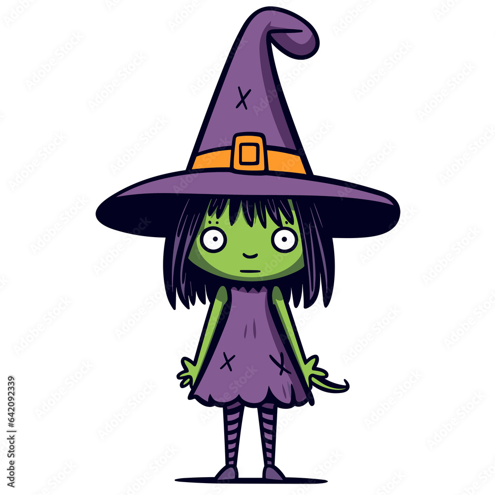 Halloween witch, isolated on transparent background. Generative AI.