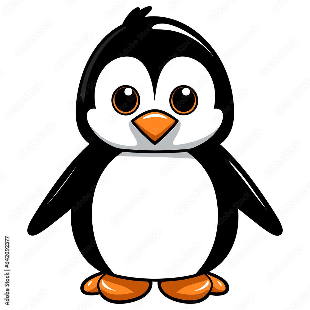 Fototapeta premium Cute Penguin. Cartoon style, generative ai,