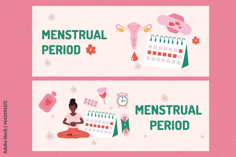 Menstruation period woman flat design banner