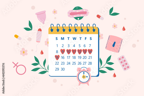 Menstrual calendar period woman concept