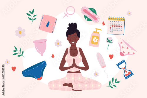 Menstruation period woman flat design background