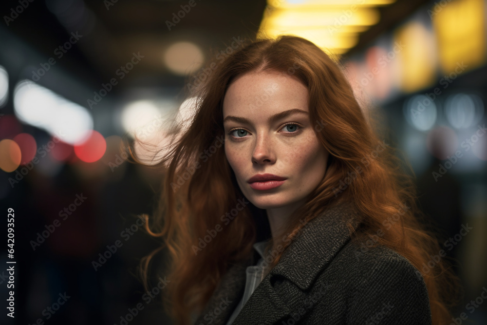 Close up portrait of a beautiful red haired girl. Fairy tale story about brave heart woman.Amazing model looking at camera.