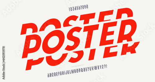 Font vector poster slanted style modern typography for infographics, motion graphics, video, promotion, decoration, logotype, poster, game, printing. 10 eps