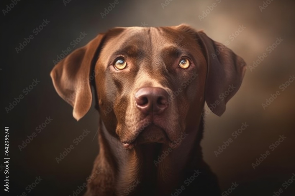 chocolate labrador retriever dog portrait outdoors in spring