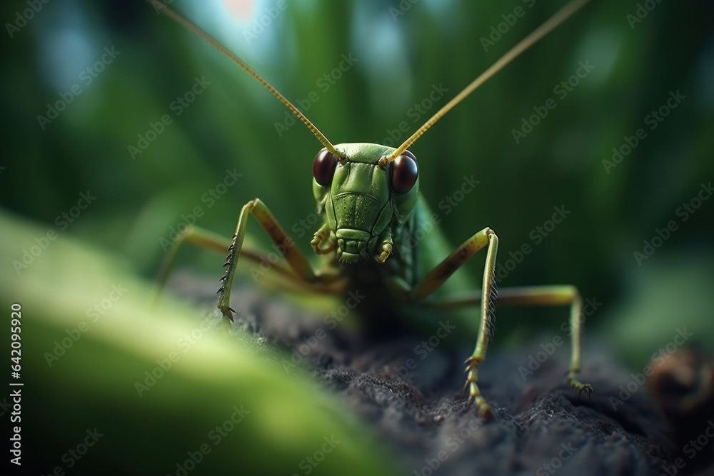 big green grasshopper on green leaf big green grasshopper on green leaf